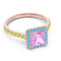Halo Pave Princess Caturazra Ring