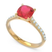 Cathedral Pave Cushion Opazin Ring