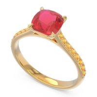 Cathedral Pave Cushion Opazin Ring