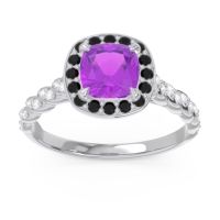 Amethyst Ring In Palladium With Black Onyx And Lab Diamond Vanam Cushion Modern Ring