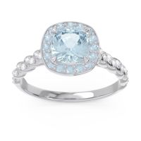 Aquamarine Engagement Ring In 14k White Gold With Diamond - Vanam Cushion Modern Ring