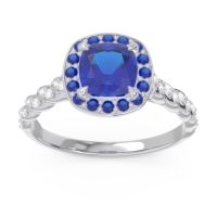 Lab Blue Sapphire Engagement Ring In Palladium With Blue Sapphire And Diamond - Vanam Cushion Modern Ring