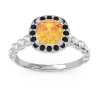 Citrine Ring In Palladium With Black Onyx And Lab Diamond Vanam Cushion Modern Ring