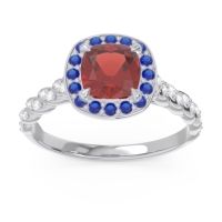 Garnet Ring In Palladium With Blue Sapphire And Lab Diamond Vanam Cushion Modern Ring