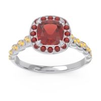 Garnet Ring In Palladium With Citrine Vanam Cushion Modern Ring