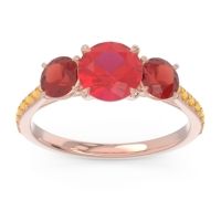 Ruby Ring In 18K Rose Gold With Garnet And Citrine Trivisti Round Three-stone Ring