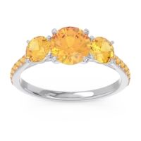 Citrine Ring In Palladium Trivisti Round Three-stone Ring