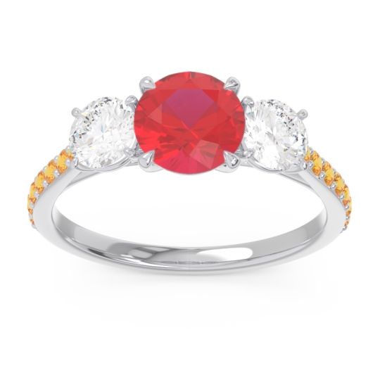 Three Stone Pave Trivisti Ring