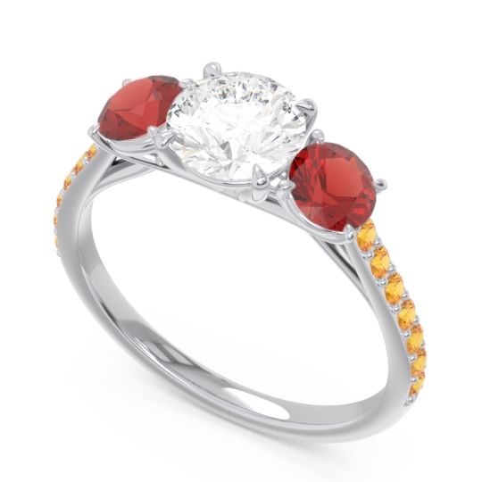 Three Stone Pave Trivisti Ring