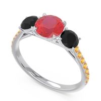 Three Stone Pave Trivisti Ring