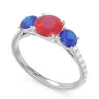 Three Stone Pave Trivisti Ring
