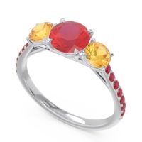 Three Stone Pave Trivisti Ring