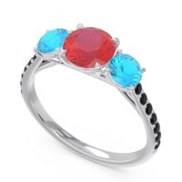 Three Stone Pave Trivisti Ring