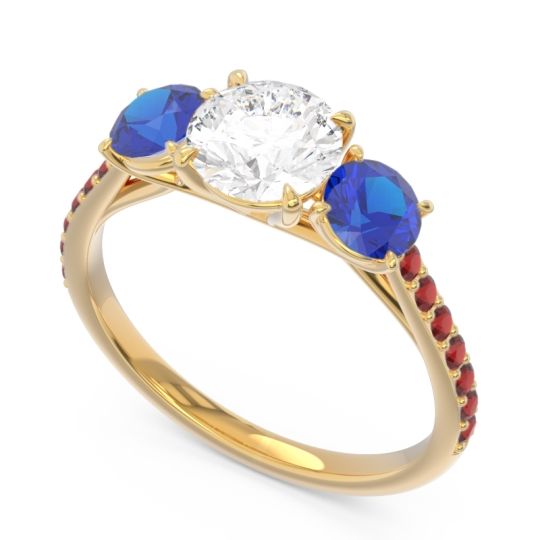 Three Stone Pave Trivisti Ring
