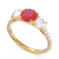 Three Stone Pave Trivisti Ring