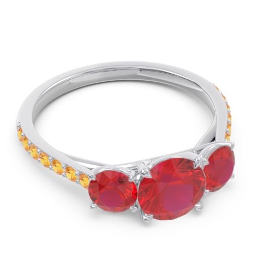 Three Stone Pave Trivisti Ring