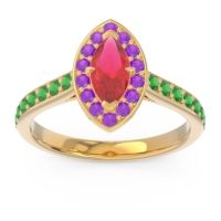 Halo Pave Marquise Nauka Ring