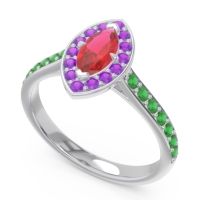 Halo Pave Marquise Nauka Ring
