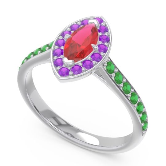Halo Pave Marquise Nauka Ring