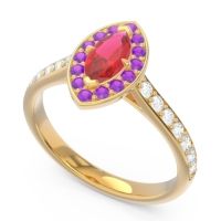 Halo Pave Marquise Nauka Ring