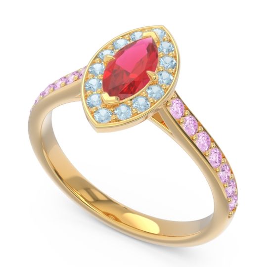 Halo Pave Marquise Nauka Ring