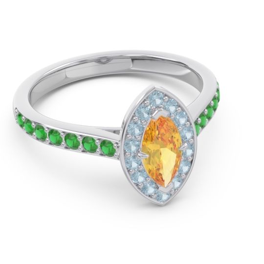 Halo Pave Marquise Nauka Ring