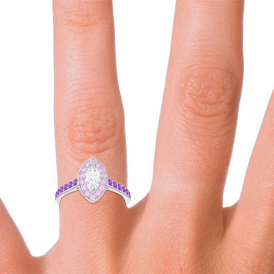 Halo Pave Marquise Nauka Ring