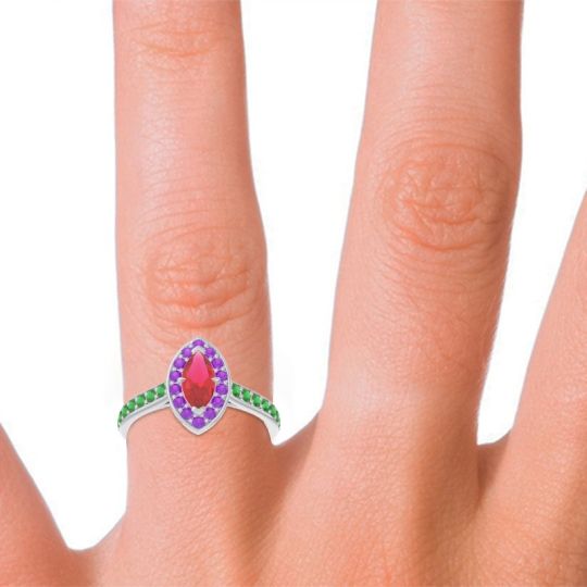 Halo Pave Marquise Nauka Ring
