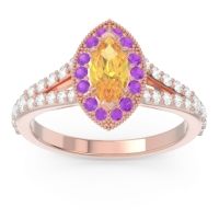Halo Pave Milgrain Marquise Busaplavi Ring