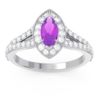 Halo Pave Milgrain Marquise Busaplavi Ring