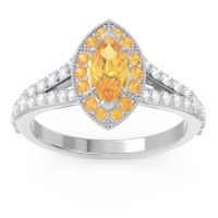 Halo Pave Milgrain Marquise Busaplavi Ring