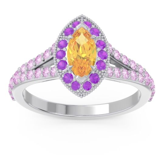 Halo Pave Milgrain Marquise Busaplavi Ring