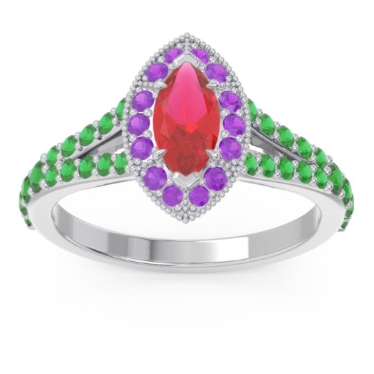 Halo Pave Milgrain Marquise Busaplavi Ring