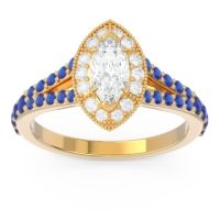 Halo Pave Milgrain Marquise Busaplavi Ring