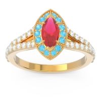 Halo Pave Milgrain Marquise Busaplavi Ring