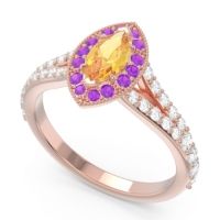 Halo Pave Milgrain Marquise Busaplavi Ring