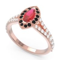 Halo Pave Milgrain Marquise Busaplavi Ring