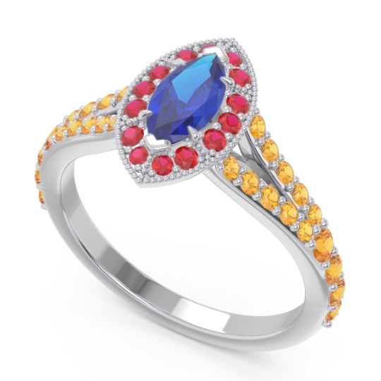 Halo Pave Milgrain Marquise Busaplavi Ring