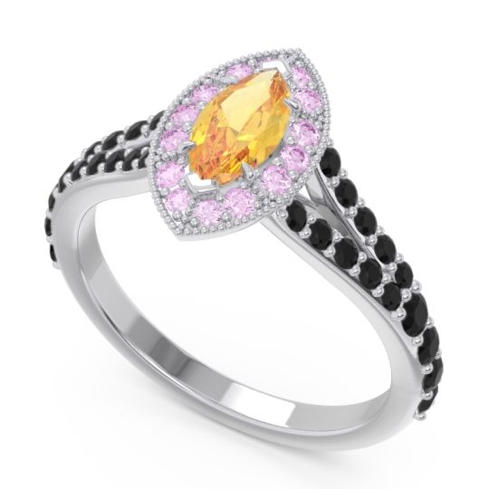 Halo Pave Milgrain Marquise Busaplavi Ring