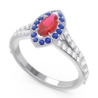 Halo Pave Milgrain Marquise Busaplavi Ring