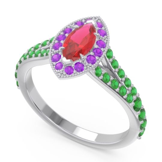 Halo Pave Milgrain Marquise Busaplavi Ring
