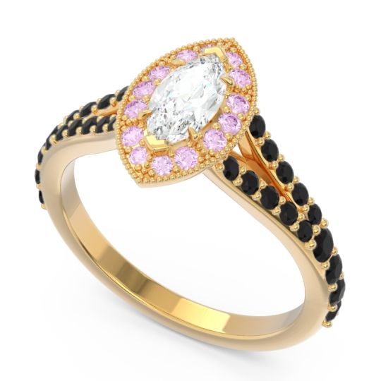 Halo Pave Milgrain Marquise Busaplavi Ring