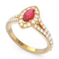Halo Pave Milgrain Marquise Busaplavi Ring