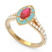 Halo Pave Milgrain Marquise Busaplavi Ring