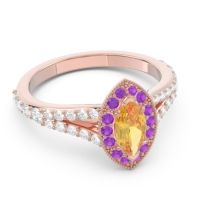 Halo Pave Milgrain Marquise Busaplavi Ring