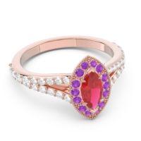 Halo Pave Milgrain Marquise Busaplavi Ring