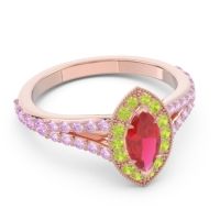 Halo Pave Milgrain Marquise Busaplavi Ring