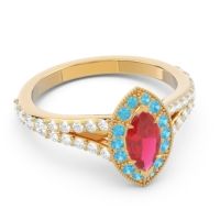 Halo Pave Milgrain Marquise Busaplavi Ring