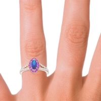 Halo Pave Milgrain Marquise Busaplavi Ring
