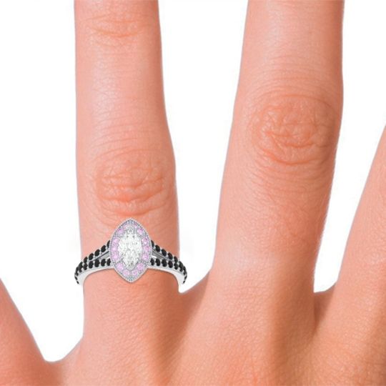Halo Pave Milgrain Marquise Busaplavi Ring